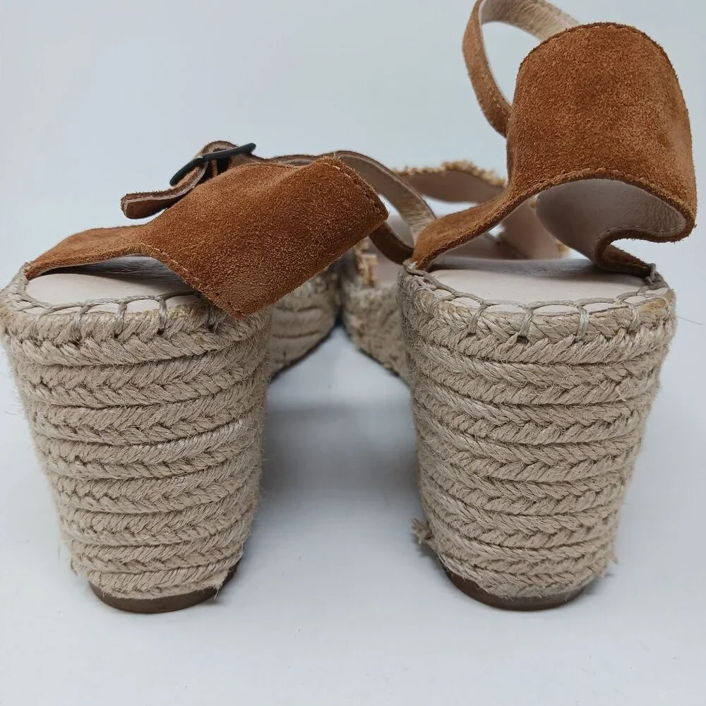 Chocolat Blu Isadora Espadrille Wedge Sandals 9.5 Cream Raffia